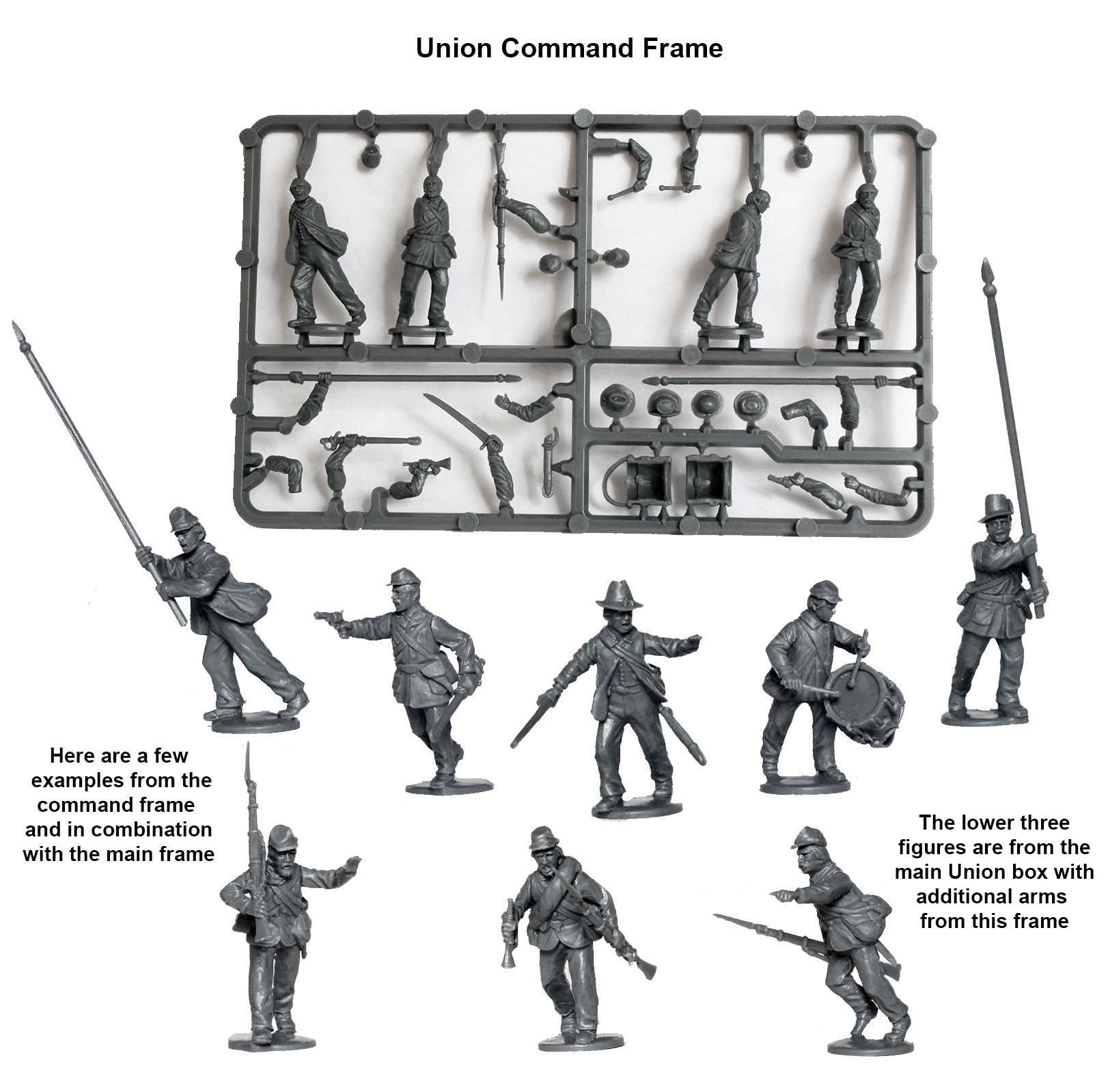 American Civil War Union Infantry In Sack Coats Skirmishing 1861-1865, 28 mm Scale Model Plastic Figures