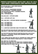Napoleonic French Foot Artillery 1812 - 1815, 28 mm Scale Model Plastic Figures Assembly Instructions