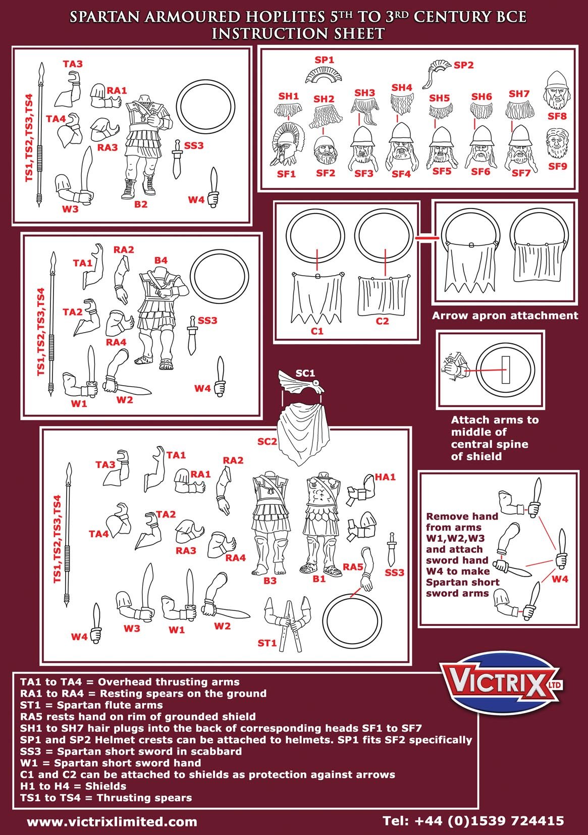 Spartan Armored Hoplites 5th To 3rd Century BCE, 28 mm Scale Model Plastic Figures Instructions