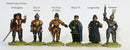 Wars Of The Roses Lancastrian Command On Foot, 28 mm Scale Model Metal Figures