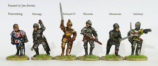 Wars Of The Roses Yorkist Command On Foot, 28 mm Scale Model Metal Figures