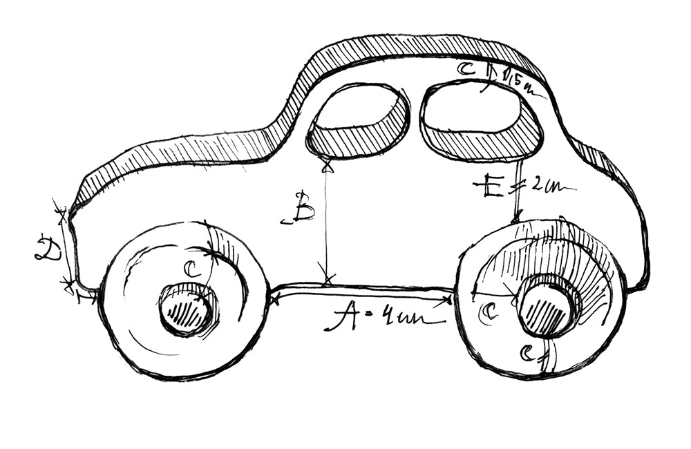 ‘50’s Natural Colored Wood Toy Car