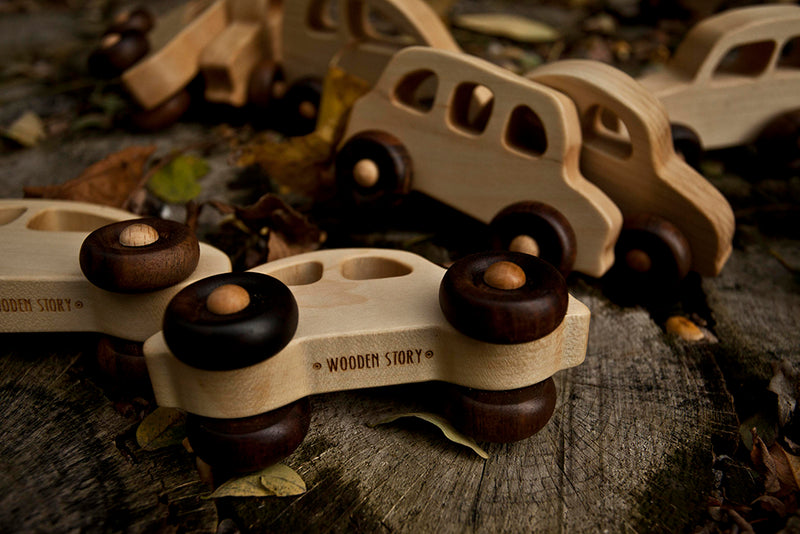 Little French Car Natural Colored Wood Toy Car By Wooden Story