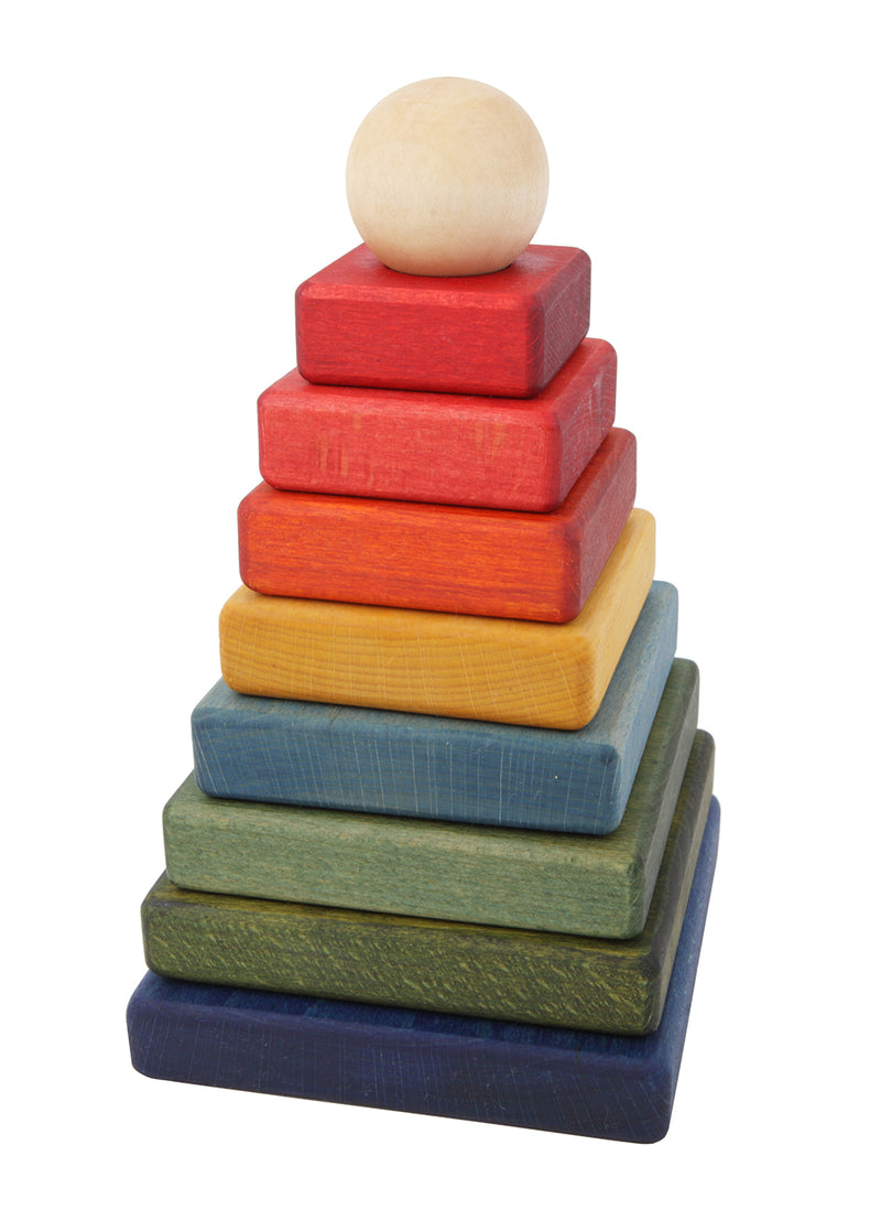 Rainbow Colored Stacking Pyramid By Wooden Story