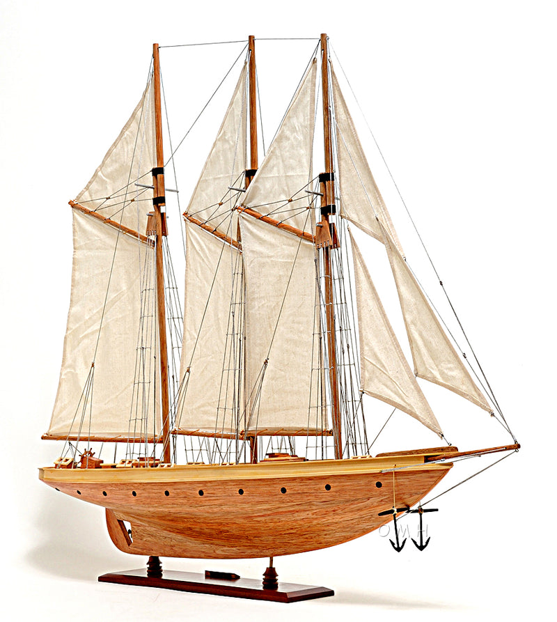 Atlantic Yacht Schooner Wooden Scale Model Starboard Port View