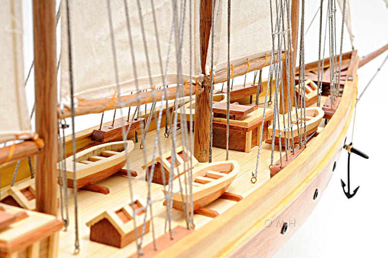 Atlantic Yacht Schooner Wooden Scale Model Starboard Bow Deck Details