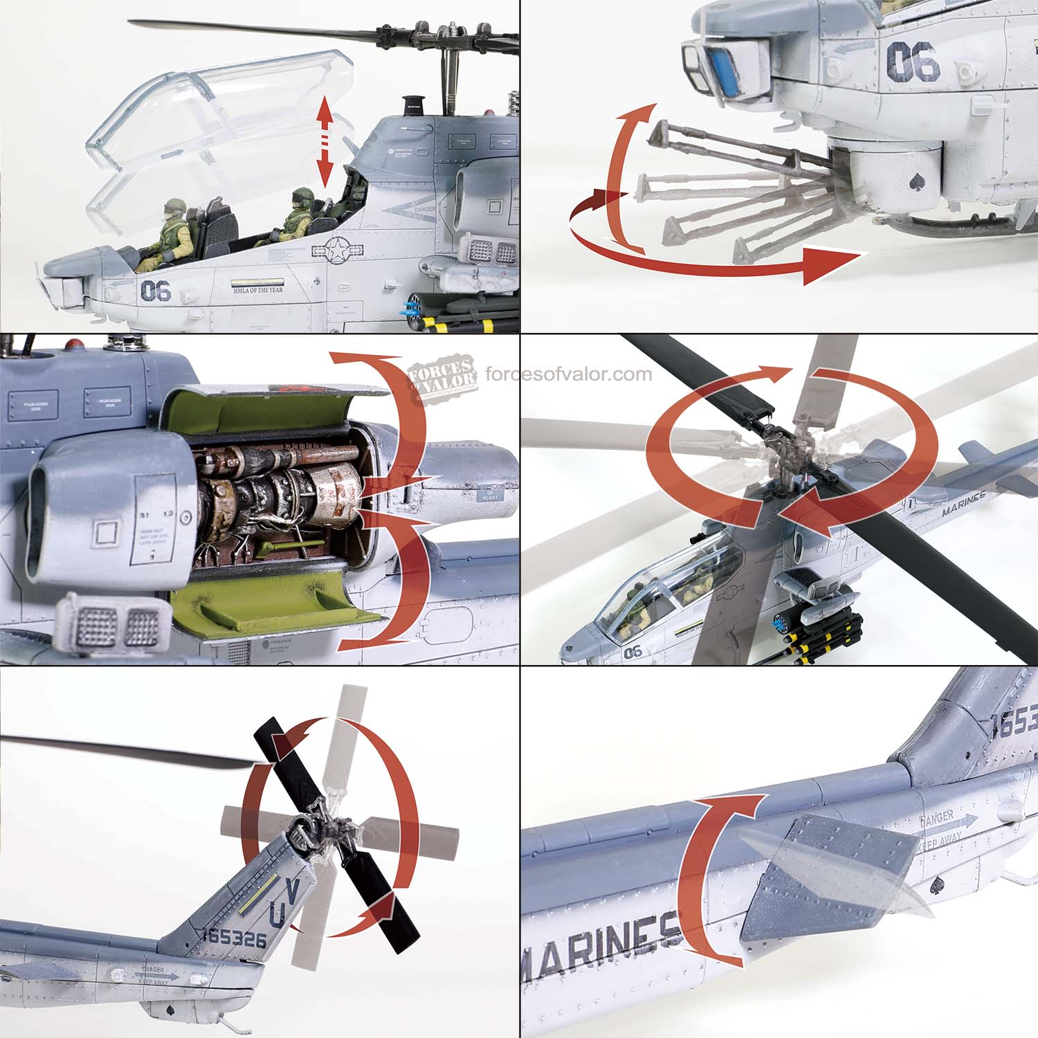 Bell AH-1W Super Cobra Marine Light Attack Helicopter Squadron 267, 2012, 1:48 Scale Model Moveable Parts