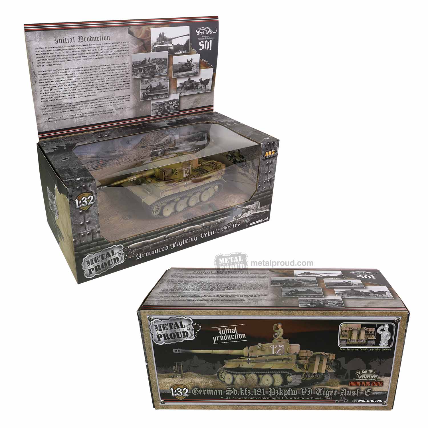 Sd.Kfz181 Pzkpfw VI Ausf. E (Tiger I), 501th Heavy Tank Battalion, Tunisia 1943, 1/32 Scale Model Box