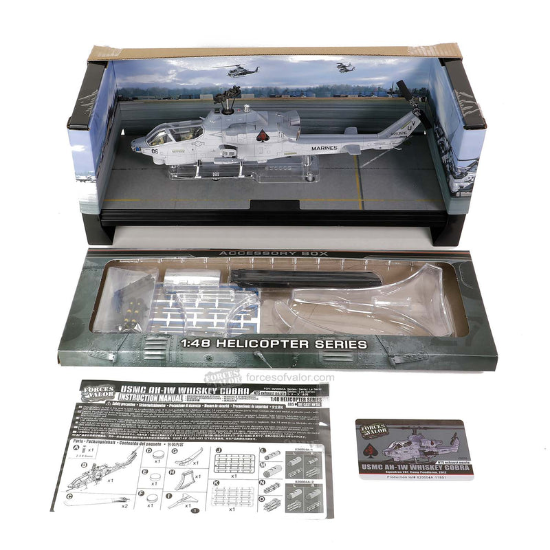 Bell AH-1W Super Cobra Marine Light Attack Helicopter Squadron 267, 2012, 1:48 Scale Model Box Contents
