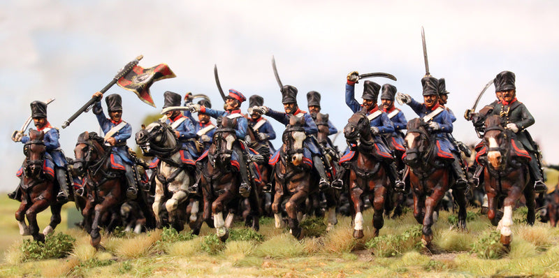 Napoleonic Allied Cavalry Prussian/Russian Dragoons 1812 - 1815, 28 mm Scale Plastic Figures Painted Set
