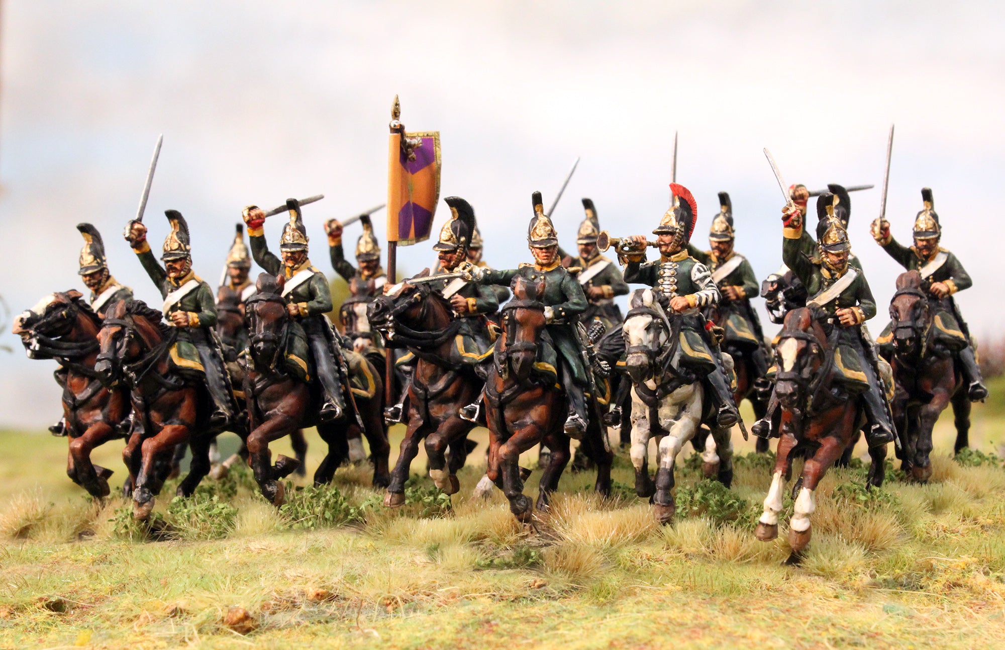 Napoleonic Allied Cavalry Prussian/Russian Dragoons 1812 - 1815, 28 mm Scale Plastic Figures Example Russian Dragoon