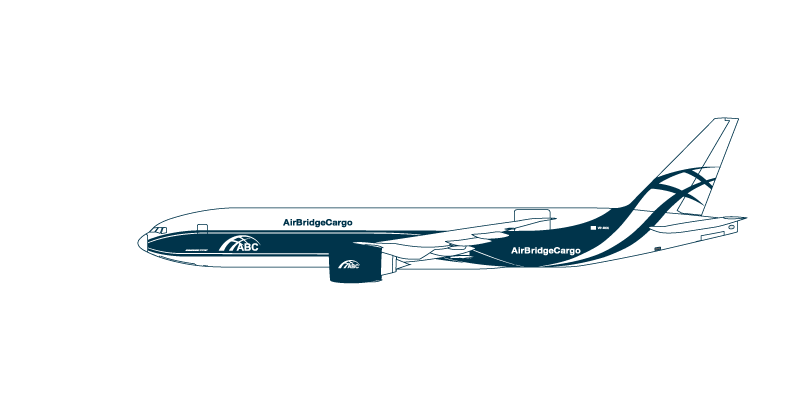 Boeing 777F AirBridgeCargo (VQ-BAO) 1:400 Scale Model Illustration