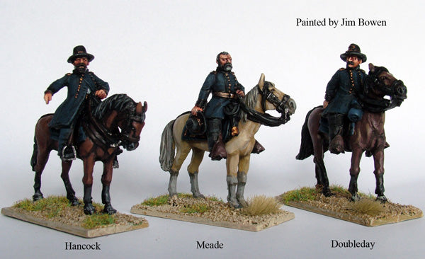American Civil War Union Mounted Commanders, 28 mm Scale Model Metal Figures