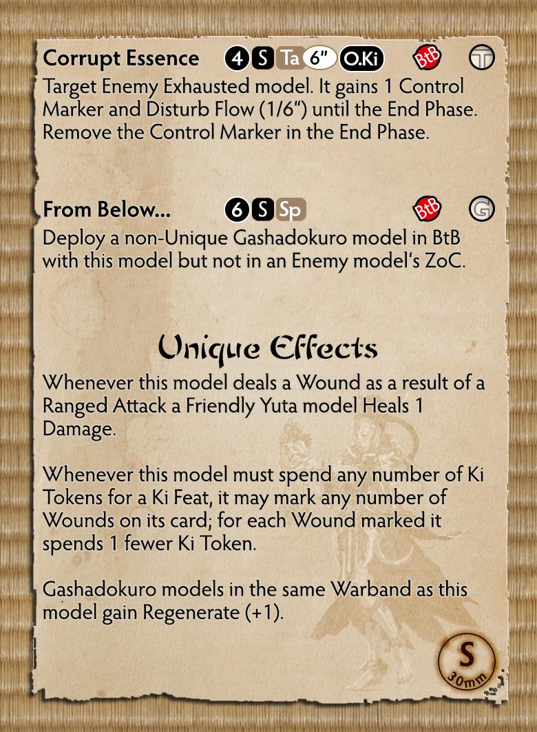 Yuta of Yurei Themed Warband Faction Metal Figure Set Akuba Profile Card Back