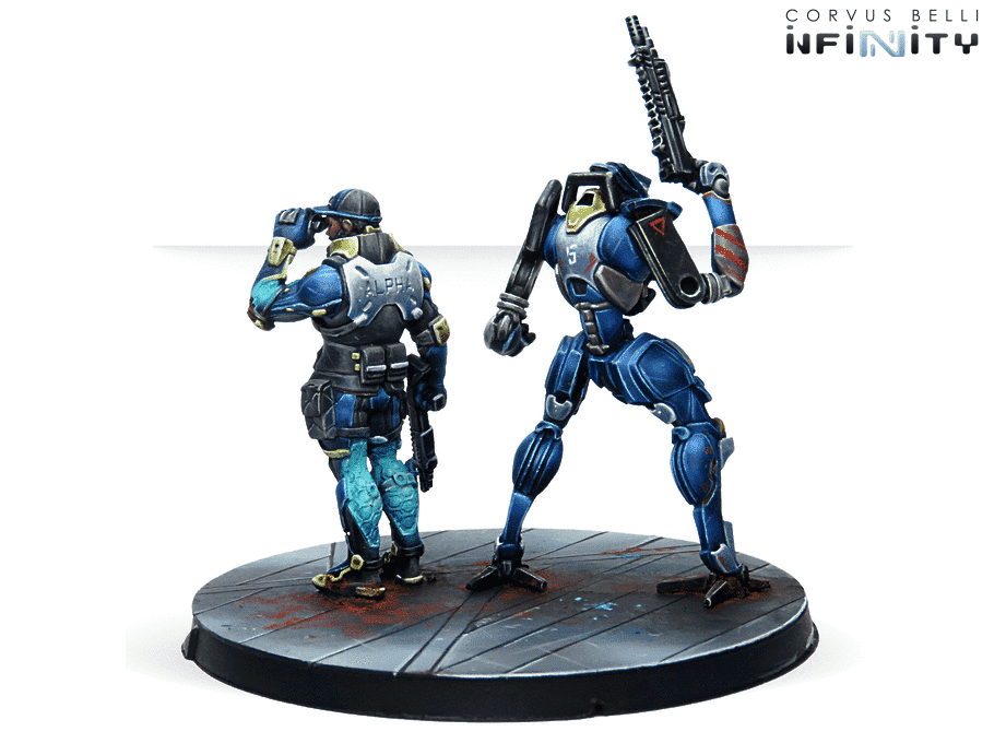 Infinity O-12 Alpha Unit (Light Shotgun) Miniatures Game Figures Rear View