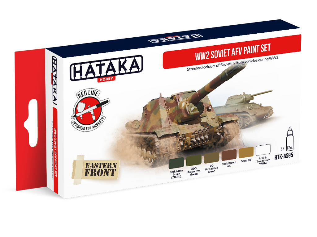 WW2 Soviet AFV Paint Set, Red Line (Airbrush-Dedicated) By Hataka Hobby