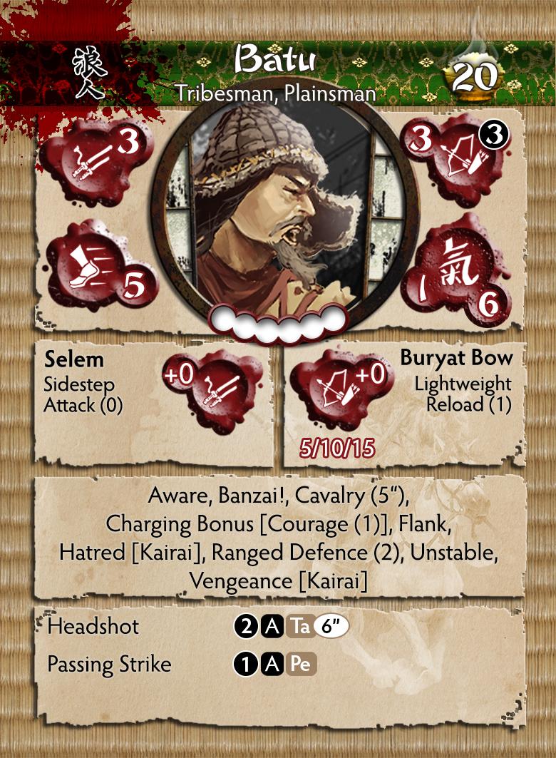 Bushido The Brotherhood Themed Warband Batu Profile Card Front