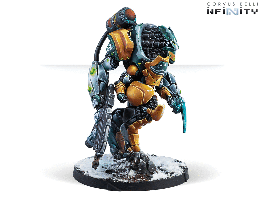 Infinity CodeOne Yu Jing Blue Wolf Mongol Cavalry (TAG) Miniature Game Figure Right Side View