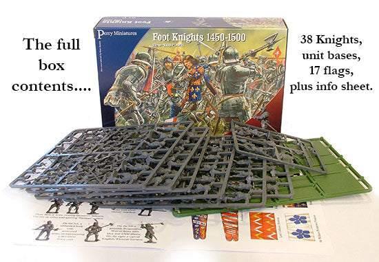 War Of The Roses Foot Knights 1450 -1500, 28 mm Scale Model Plastic Figures Box Contents