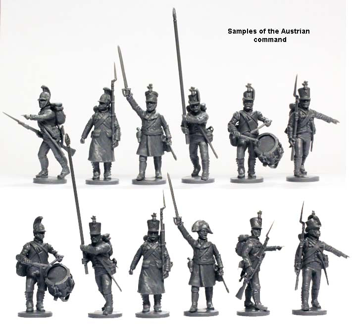 Napoleonic Austrian “German” Infantry 1809 - 1815 28 mm Scale Model Plastic Figures Command Figures