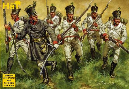 Austrian Line Infantry Napoleonic Wars (28 mm) Scale Model Plastic Figures By HaT Industries Box Art