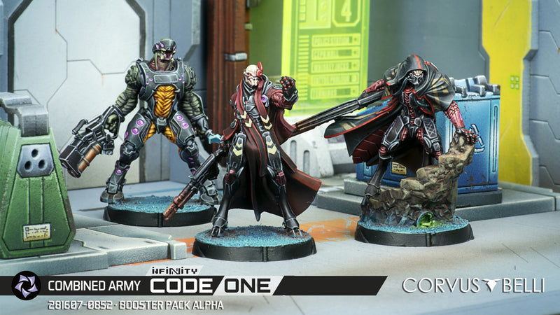 Infinity CodeOne Combined Army Booster Pack Alpha Miniature Game Figures Scene 2