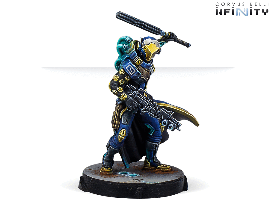 Infinity O-12 Cyberghost (Hacker, Pitcher) Miniatures Game Figure Side View