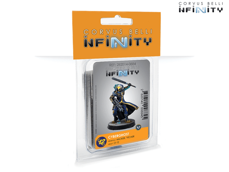 Infinity O-12 Cyberghost (Hacker, Pitcher) Miniatures Game Figure Blister Package