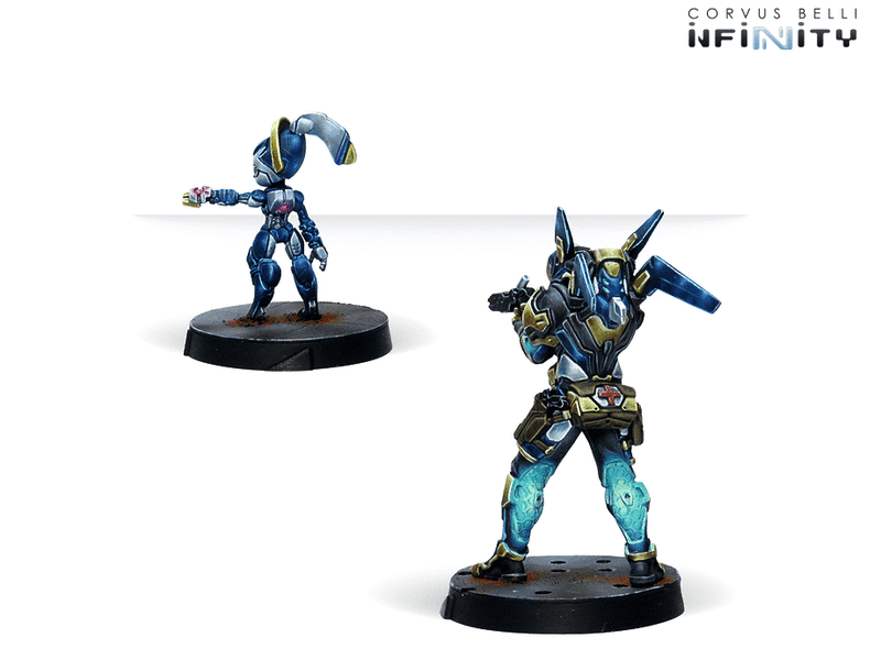 Infinity O-12 Delta Unit (Doctor, Yudbot-B) Miniatures Game Figures Rear View