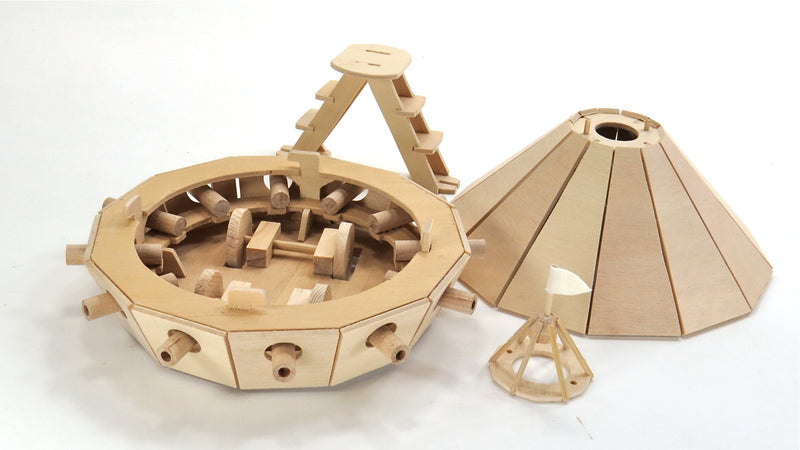 Leonardo Da Vinci Armored Tank Wooden Kit By Pathfinders Design Disassembled View