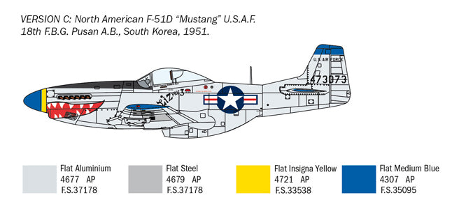 North American F-51D Korean War, 1/72 Scale Plastic Model Kit USAF Livery 1951