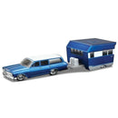 1962 Chevrolet Biscayne Wagon w/ Alameda Trailer (Blue) 1:64 Scale Diecast Model By Maisto