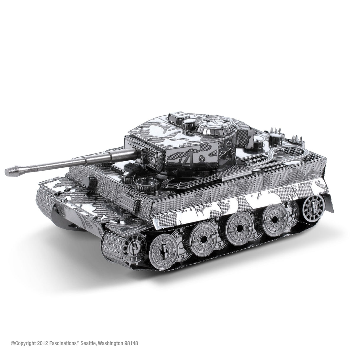 Metal Earth Tiger I Tank 3D metal model kit assembled front three quarter view 