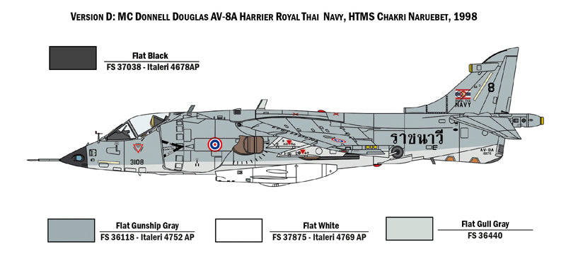 Hawker AV-8A Harrier, 1/72 Scale Model Kit Royal Thai Navy