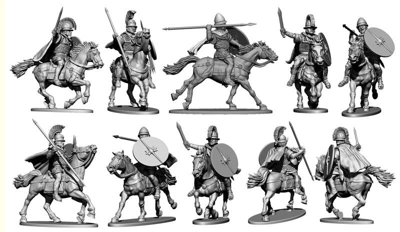 Republican Roman Cavalry, 28 mm Scale Model Plastic Figures Close Up