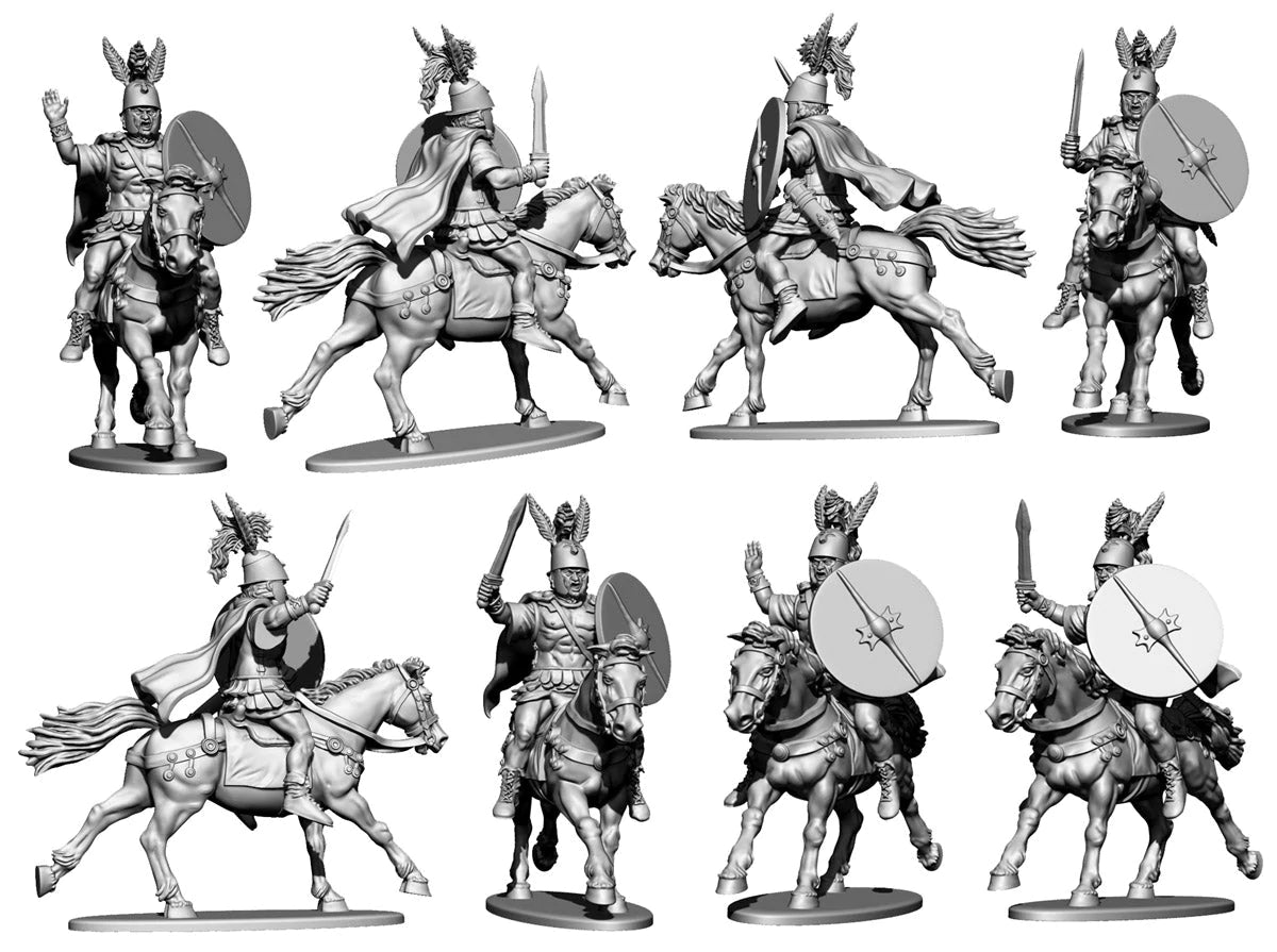 Republican Roman Cavalry, 28 mm Scale Model Plastic Figures Close Up