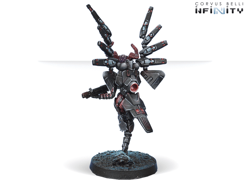 Infinity Combined Army Fraacta Drop Unit (Boarding Shotgun) Miniatures Game Figure Rear View