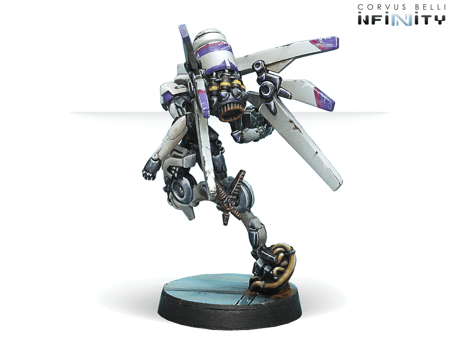 Infinity ALEPH Garuda Tacbot (Spitfire) Miniature Game Figure Rear View