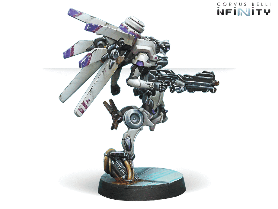 Infinity ALEPH Garuda Tacbot (Spitfire) Miniature Game Figure Side View