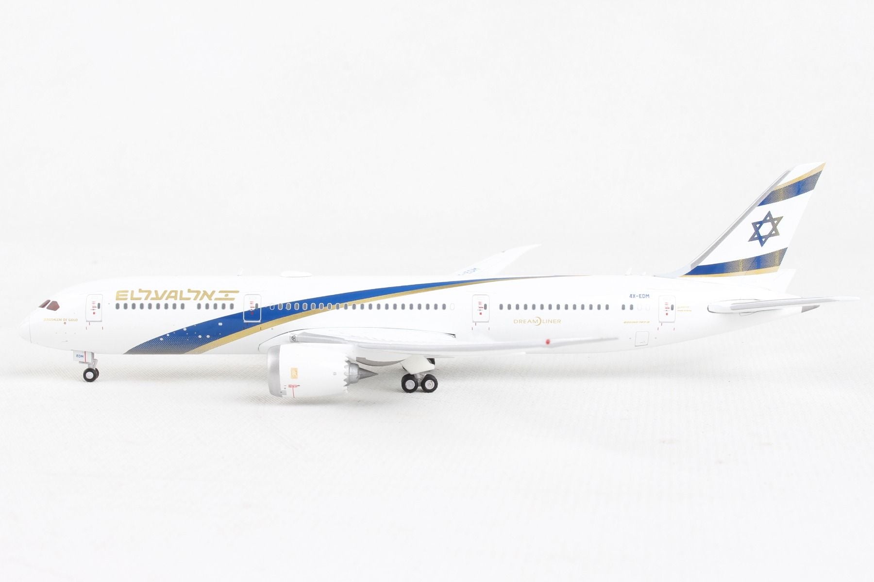 Boeing 787-9 Dreamliner El Al Airlines “Jerusalem of Gold” (4X-EDM) 1:400 Scale Model Left Side View