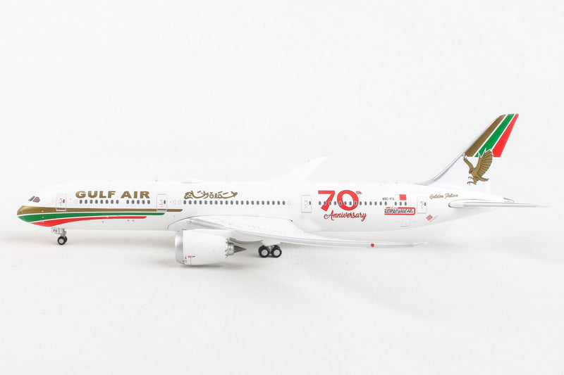 Boeing 787-9 Gulf Air (A9C-FG) 70th Anniversary Livery, 1:400 Scale Model Left Side View