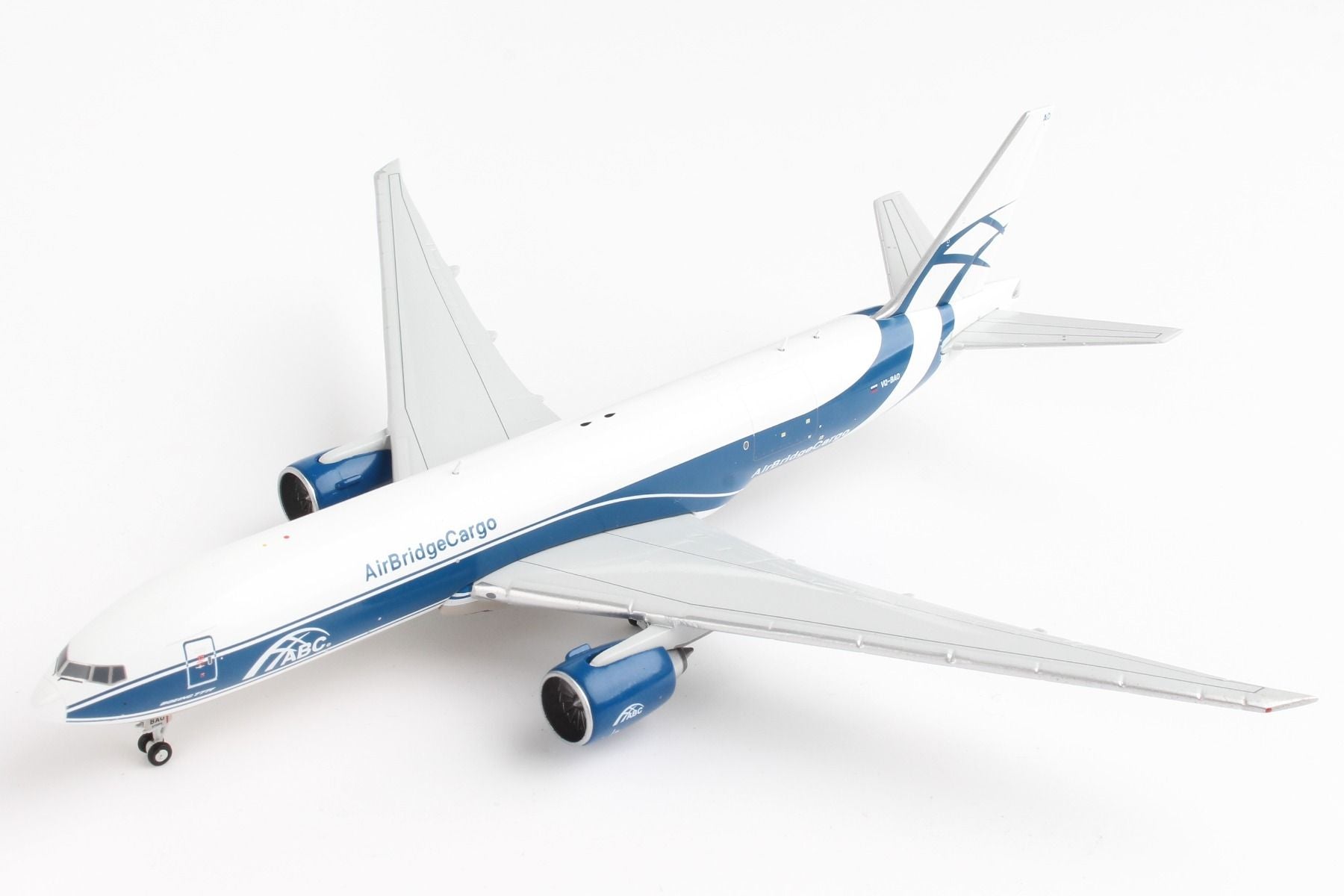 Boeing 777F AirBridgeCargo (VQ-BAO) 1:400 Scale Model Left Front View