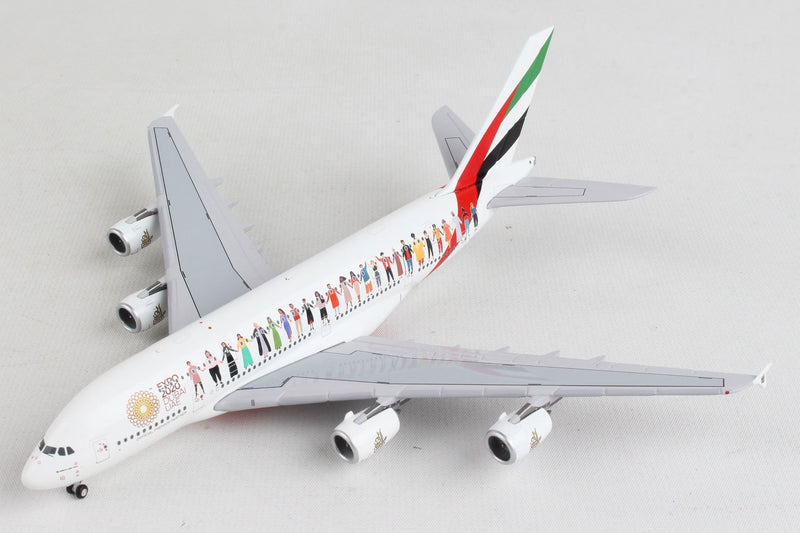 Airbus A380 Emirates “Year of Tolerance” (A6-EVB) 1/400 Scale Diecast Model Left Front View