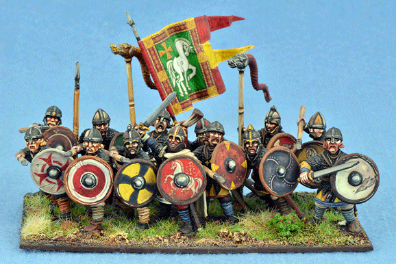 Gripping Beast Saxon Thegns, 28 mm Scale Model Plastic Figures Painted Example