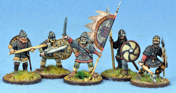 Viking Hirdmen, 28 mm Scale Model Plastic Figures Painted Examples