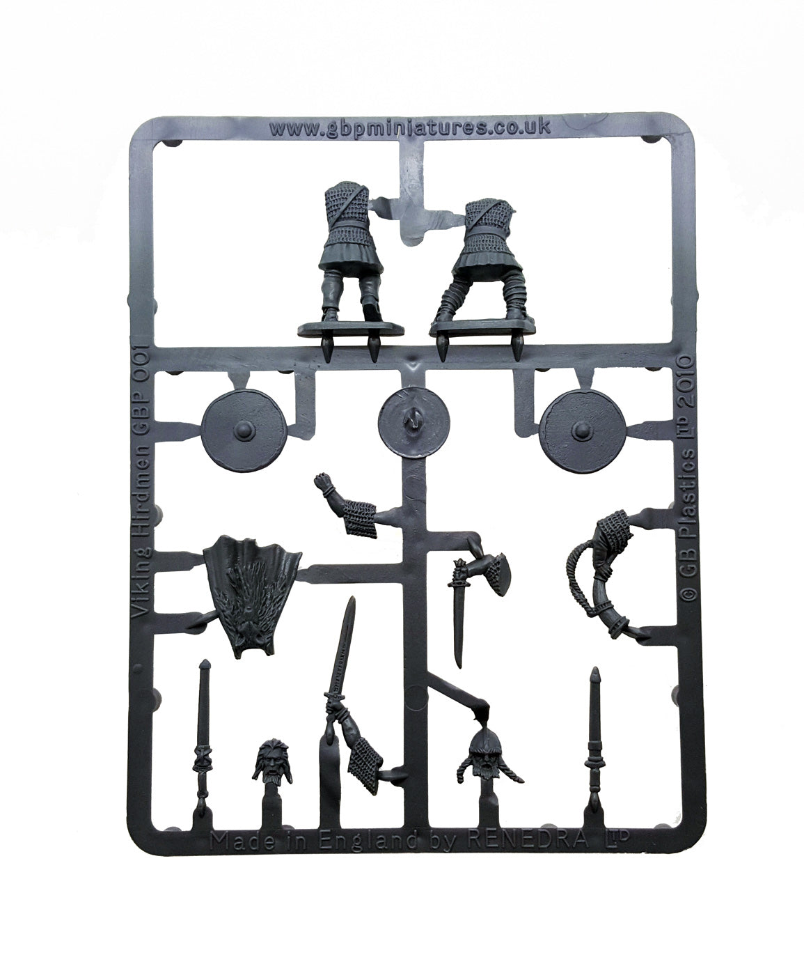 Viking Hirdmen, 28 mm Scale Model Plastic Figures Sprue Back View