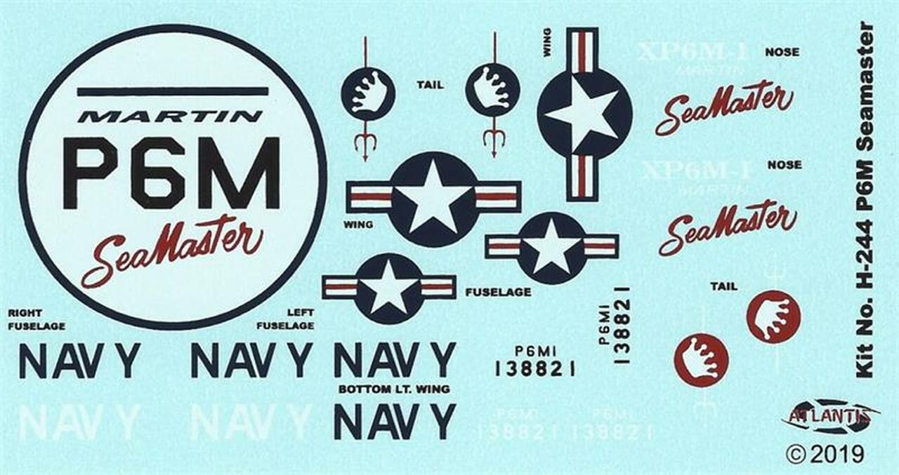 Martin P6M Seamaster 1/136 Scale Plastic Model Kit Decals