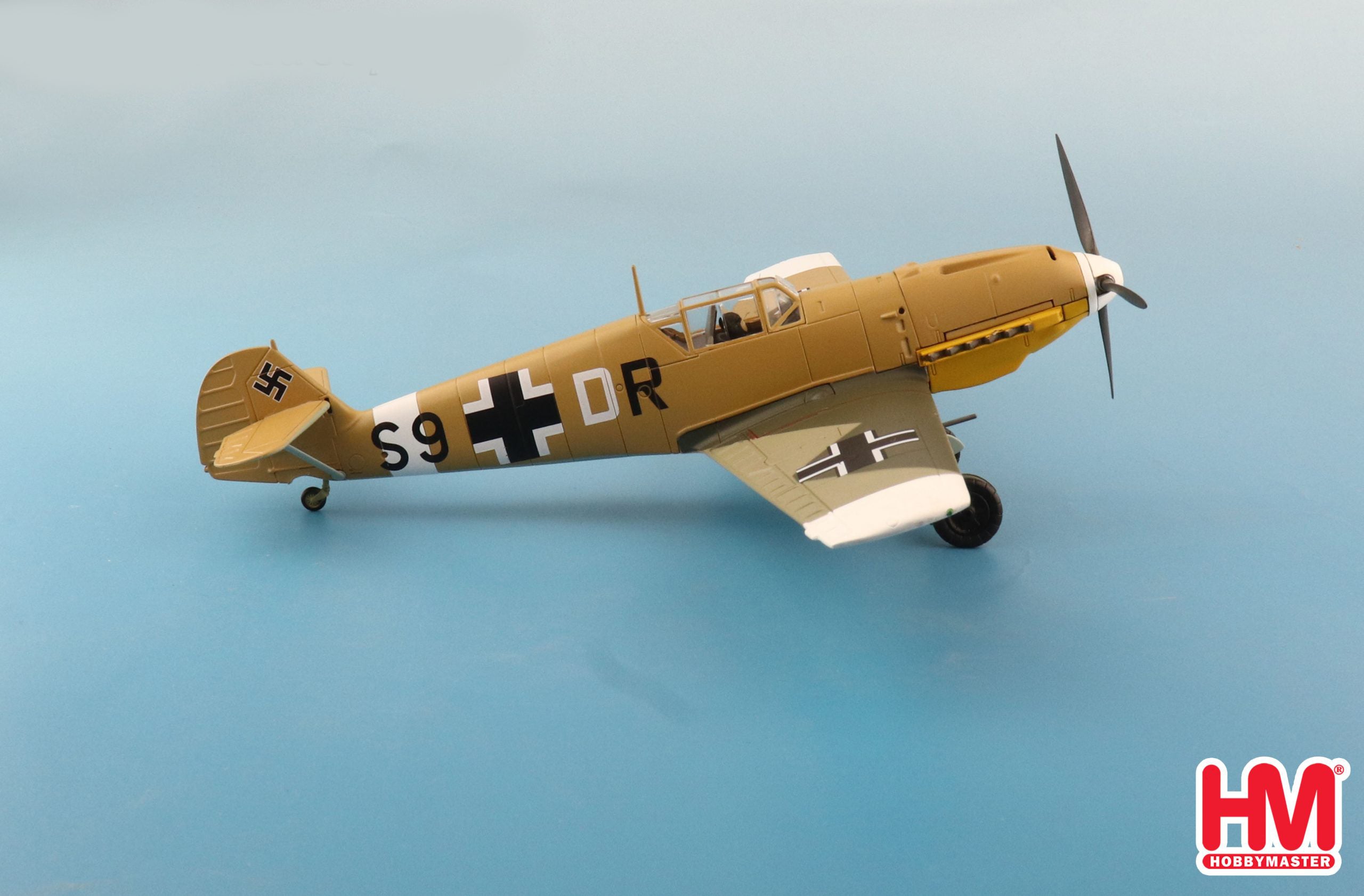 Right Side View Hobby Master Bf-109E-7 S9+DR Libya 1942 1:48 Scale Diecast Model