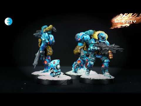 Infinity PanOceania Vargar Maximum Security Team Miniature Game Figures Video