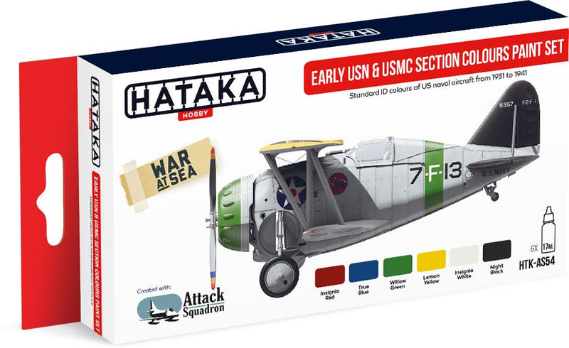 Red Line (Airbrush-Dedicated): Early USN & USMC Section Colors 1931-1941 Paint Set By Hataka Hobby